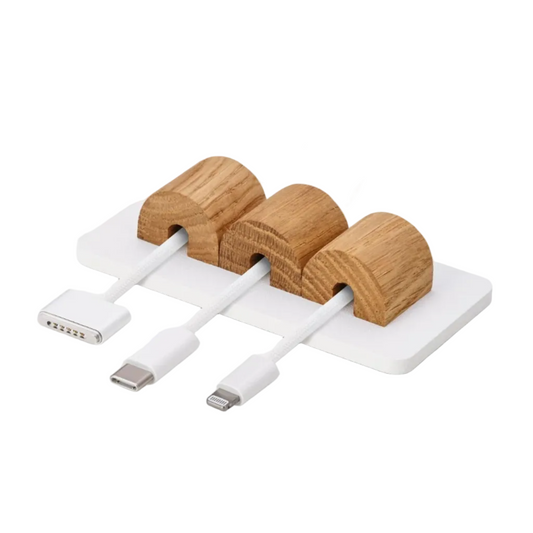 Magnetic Cable Organizer | Solid Oak (Black / White Edition)