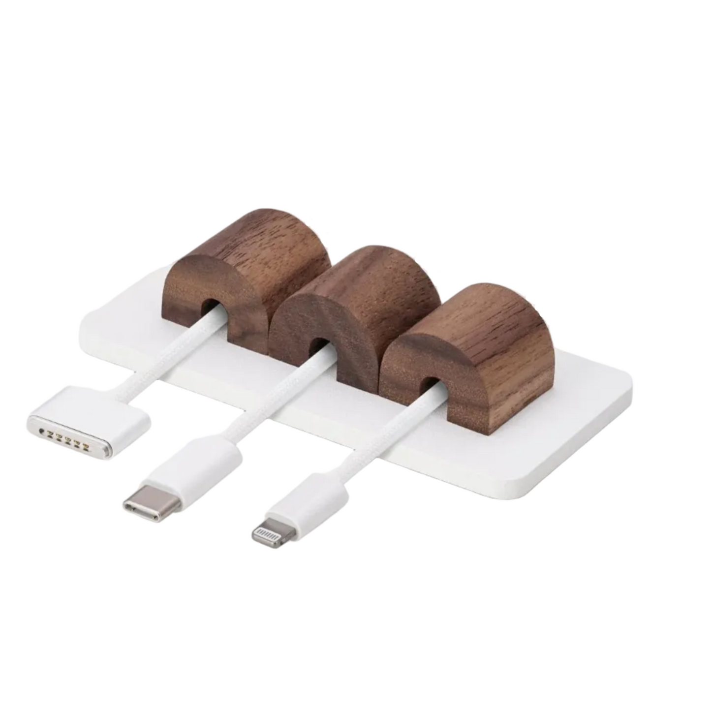 Magnetic Cable Organizer | Solid Walnut (Black / White Edition)