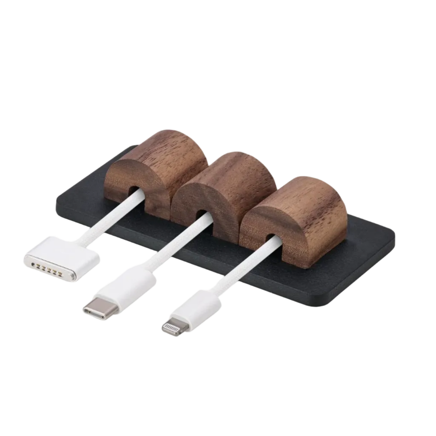 Magnetic Cable Organizer | Solid Walnut (Black / White Edition)